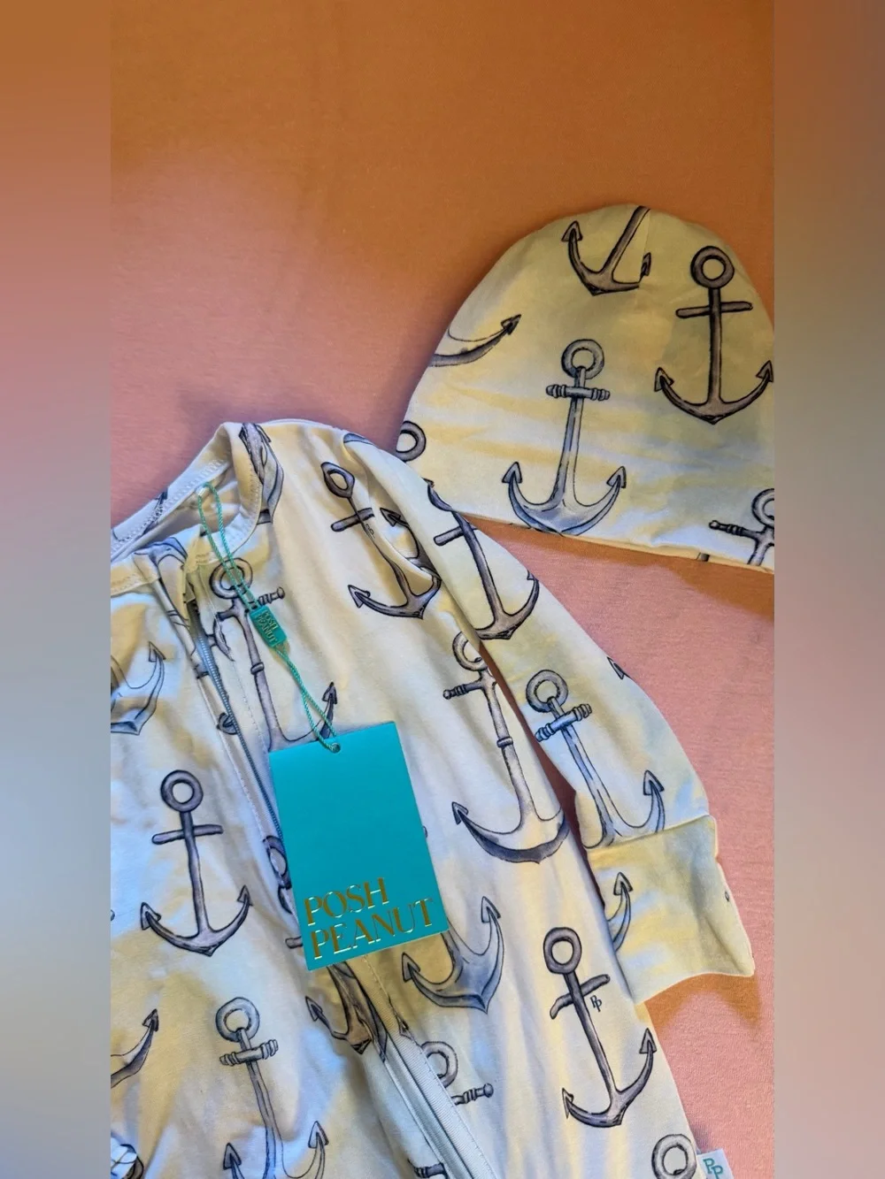 Posh peanut Anchor print onesie (6-9 mths)